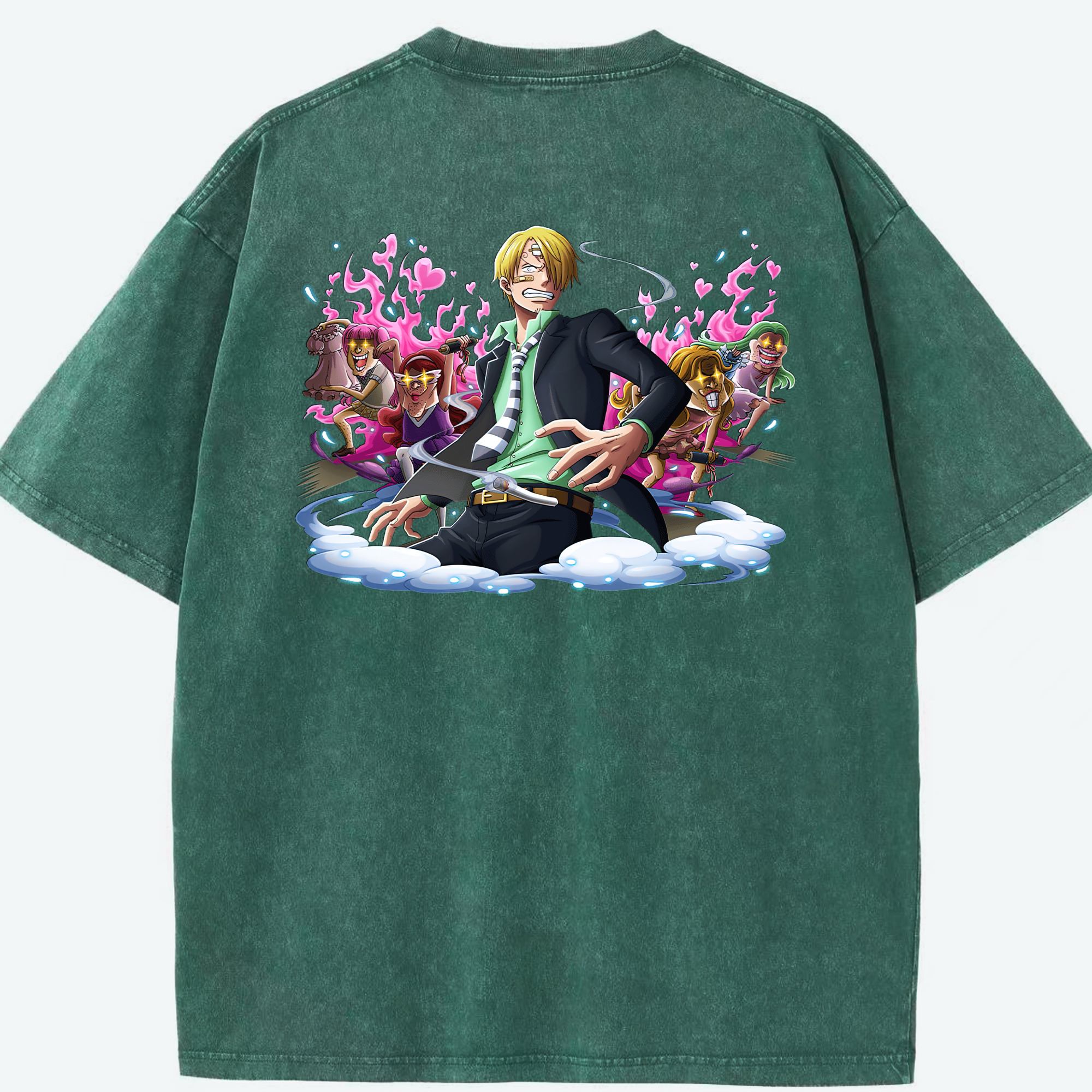 ワンピース サンジ ONE PIECE Sanji 綿100% ヴィンテージ風 半袖Tシャツ（背面プリント）